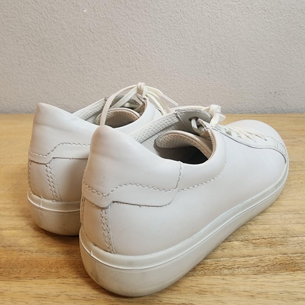 Ecco Soft 7 Shoes Womens Size 9 9.5 White Leather Lace Up Comfort Walking - Picture 2 of 13